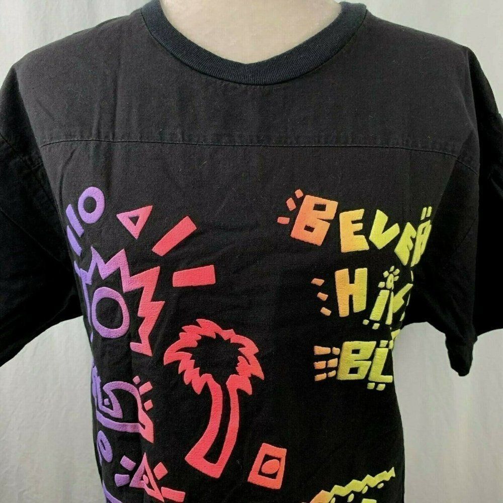 Vintage Beverly Hills Blues Cropped T Shirt Black